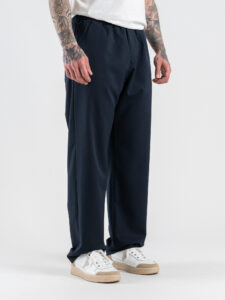 Coordinato con Camicia over con colletto a manica lunga + Pantalone baggy con coulisse in vita 7800 Blu (7)