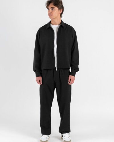 Coordinato con Camicia over con colletto a manica lunga + Pantalone baggy con coulisse in vita 7800 Nero