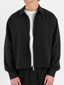 Coordinato con Camicia over con colletto a manica lunga + Pantalone baggy con coulisse in vita 7800 Nero (3)