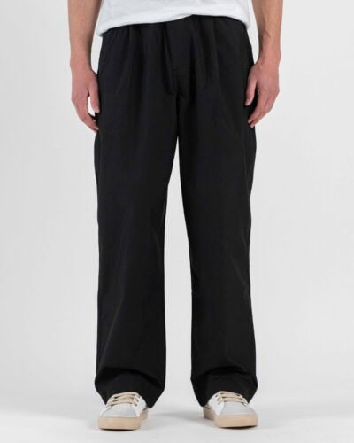 DOUBLE LABEL Pantalone Relaxed fit con coulisse in vita e tasca posteriore a filetto con patch logo GLW087G Nero
