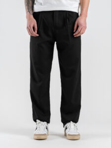 ESTASI Pantalone leggero con gamba morbida ed elastico in vita SANE’ EST Nero (1)