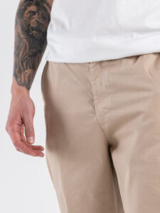 ESTASI Pantalone loose fit in cotone con elastico in vita BAGGIO EST Beige (4)