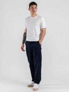 ESTASI Pantalone loose fit in cotone con elastico in vita BAGGIO EST Blu (1)