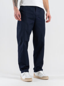 ESTASI Pantalone loose fit in cotone con elastico in vita BAGGIO EST Blu (3)