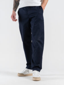 ESTASI Pantalone loose fit in cotone con elastico in vita BAGGIO EST Blu (4)
