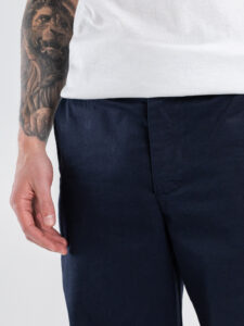 ESTASI Pantalone loose fit in cotone con elastico in vita BAGGIO EST Blu (7)