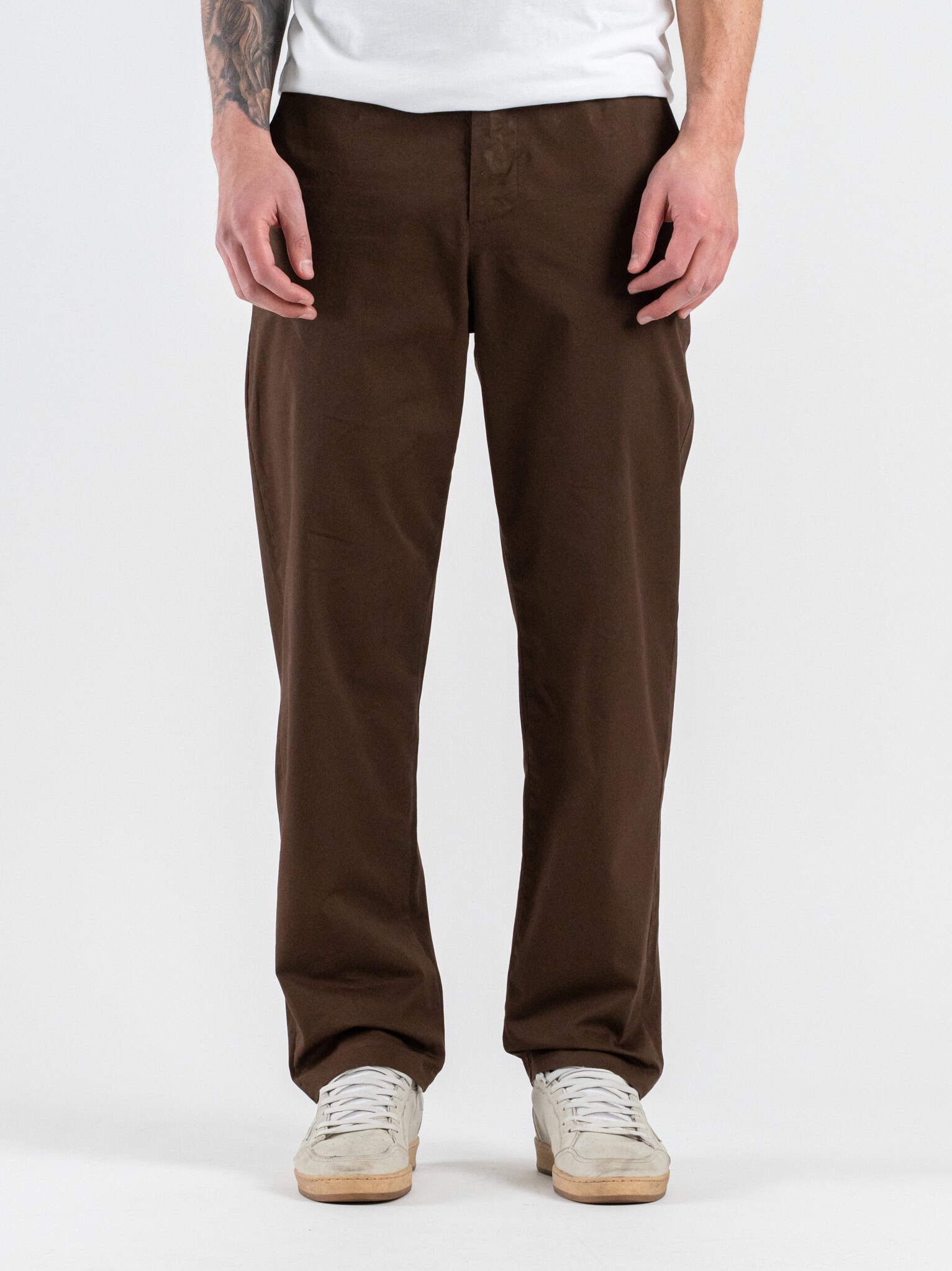 ESTASI Pantalone loose fit leggero in cotone con elastico in vita BAGGIO EST Cioccolato