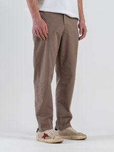 ESTASI Pantalone loose fit in cotone con elastico in vita BAGGIO EST Fango (3)