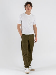 ESTASI Pantalone loose fit in cotone con elastico in vita BAGGIO EST Verde (1)