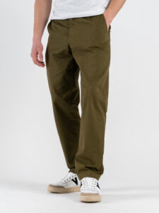ESTASI Pantalone loose fit in cotone con elastico in vita BAGGIO EST Verde (4)