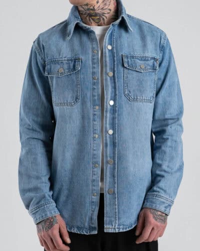 GIANNI LUPO Camicia di jeans over con tasche frontali GL6293Q Azzurro