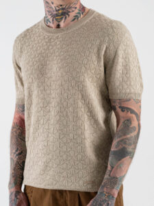 GIANNI LUPO Maglia regular a mezza manica lavorata GL35330 Beige (4)
