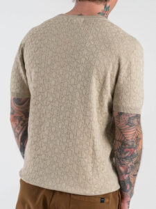 GIANNI LUPO Maglia regular a mezza manica lavorata GL35330 Beige (5)