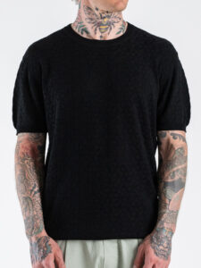 GIANNI LUPO Maglia regular a mezza manica lavorata GL35330 Black (2)