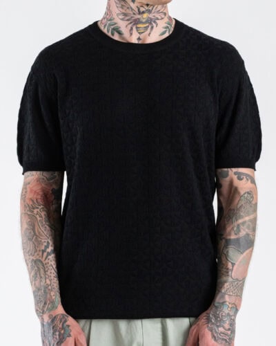 GIANNI LUPO Maglia regular a mezza manica lavorata GL35330 Black