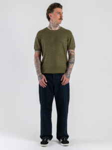 GIANNI LUPO Maglia regular a mezza manica lavorata GL35330 Military (1)