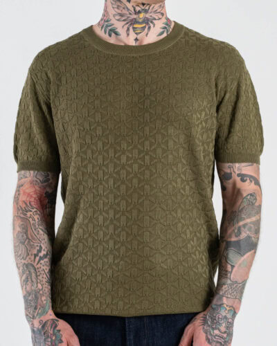 GIANNI LUPO Maglia regular a mezza manica lavorata GL35330 Military