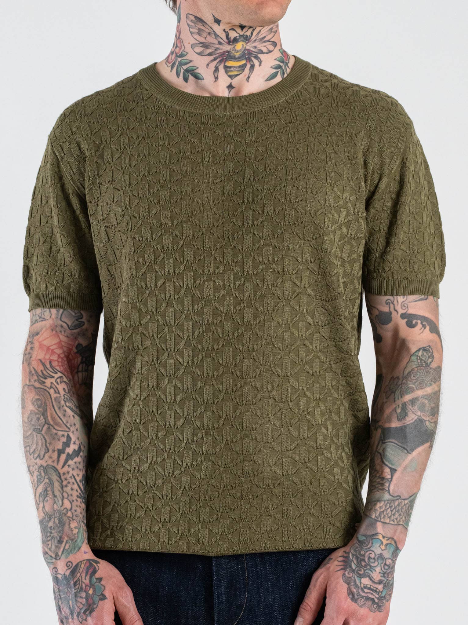 GIANNI LUPO Maglia regular a mezza manica lavorata GL35330 Military