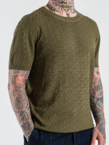 GIANNI LUPO Maglia regular a mezza manica lavorata GL35330 Military (4)