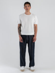 GIANNI LUPO Maglia regular a mezza manica lavorata GL35330 White (1)