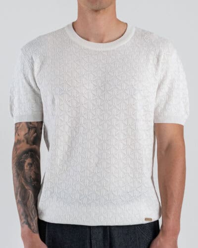 GIANNI LUPO Maglia regular a mezza manica lavorata GL35330 White