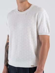 GIANNI LUPO Maglia regular a mezza manica lavorata GL35330 White (4)