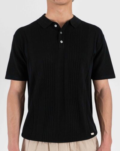 GIANNI LUPO Polo in maglia lavorata con bottoni GL35337 Black