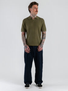 GIANNI LUPO Polo in maglia lavorata con scollo a V GL35336 Military (1)