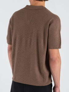 GIANNI LUPO Polo in maglia lavorata con scollo a V GL35336 Tobacco (5)