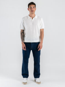 GIANNI LUPO Polo in maglia lavorata con scollo a V GL35336 White (1)