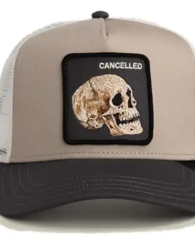 GOORIN BROS Cappellino beige con visiera e patch moro stampa teschio CANCELLED