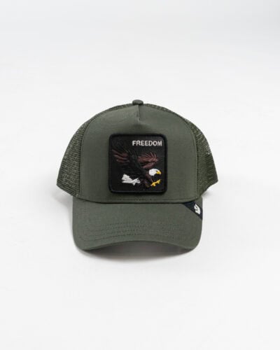 GOORIN BROS Cappellino verde con patch in pelle nera stampa aquila FREEDOM