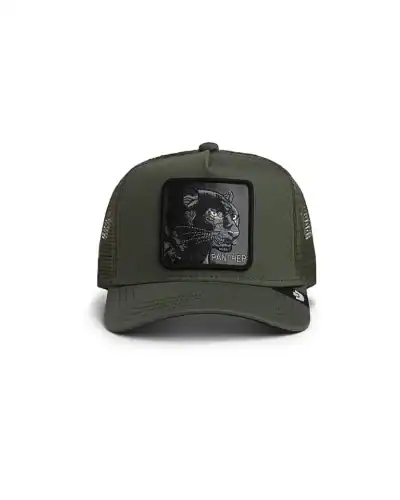 GOORIN BROS Cappellino verde con patch in pelle nera stampa pantera PANTHER