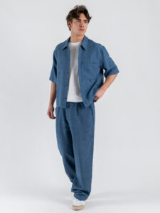 IMPERIAL Camicia over croppata a mezza manica da coordinato con bottoni e colletto C89793YPH1 Blu (1)