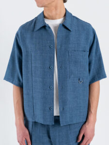 IMPERIAL Camicia over croppata a mezza manica da coordinato con bottoni e colletto C89793YPH1 Blu (3)
