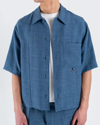IMPERIAL Camicia over croppata a mezza manica da coordinato con bottoni e colletto C89793YPH1 Blu
