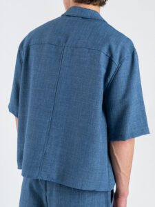 IMPERIAL Camicia over croppata a mezza manica da coordinato con bottoni e colletto C89793YPH1 Blu (5)