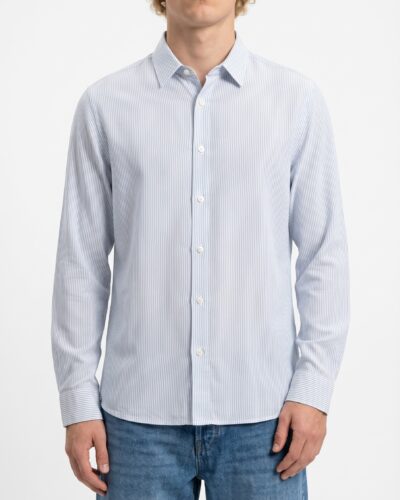 IMPERIAL Camicia regular con colletto in morbida viscosa e fantasia rigata CT9HXR Bianco/azzurro