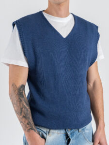 IMPERIAL Gilet regular in cotone leggero M81411988 Navy (2)