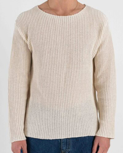 IMPERIAL Maglione regular in cotone con bordi a taglio vivo T6407E413 Ecrù