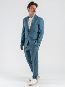 IMPERIAL Pantalone chinos da abito con gamba lunga PD3JLRD Petrolio (1)