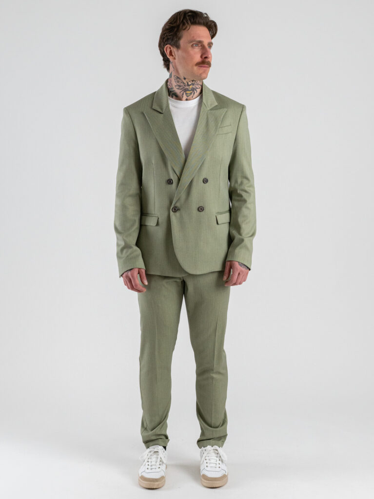 IMPERIAL Pantalone chinos da abito con gamba lunga in tessuto spigato PD3JLRA Army Abiti