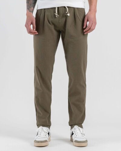 IMPERIAL Pantalone regular cropped con coulisse in vita e pinces P64043078U Army