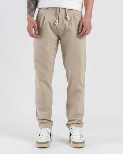 IMPERIAL Pantalone regular cropped con coulisse in vita e pinces P64043078U Beige