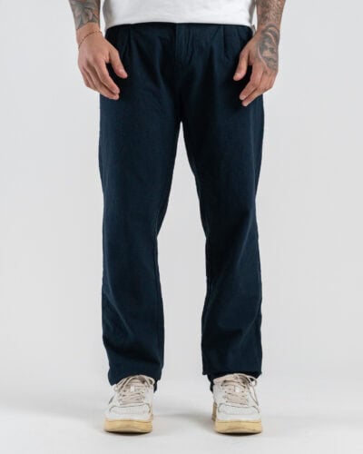 IMPERIAL Pantalone regular cropped con coulisse in vita e pinces P64043078U Blu