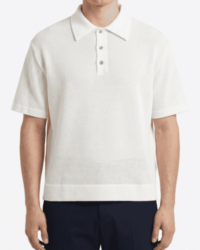 IMPERIAL Polo a mezza manica over in cotone traforato TW28LBN Ecru