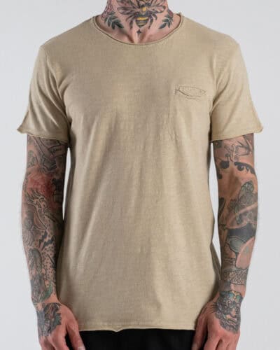 IMPERIAL T-shirt basica slim con taschino e finiture a taglio vivo T966JAZTD Beige