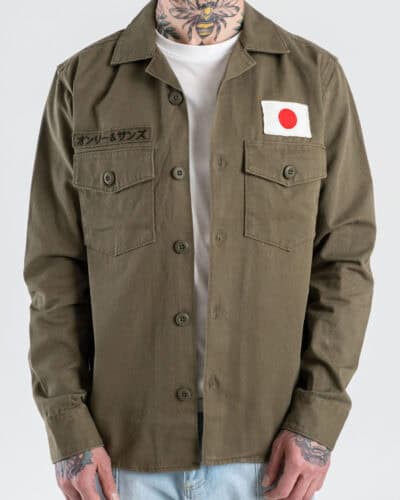 ONLY&SONS Giacchetta over con pacht sul davanti e stampa japan sul retro ALBERTO 22038571 Dusty Olive