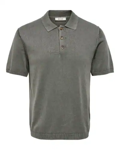 ONLY&SONS Polo con colletto e bottoni in cotone a mezza manica GARSON 22038552 Castor Grey
