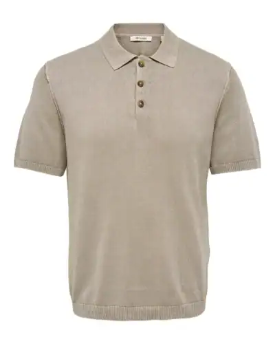 ONLY&SONS Polo con colletto e bottoni in cotone a mezza manica GARSON 22038552 Chincilla